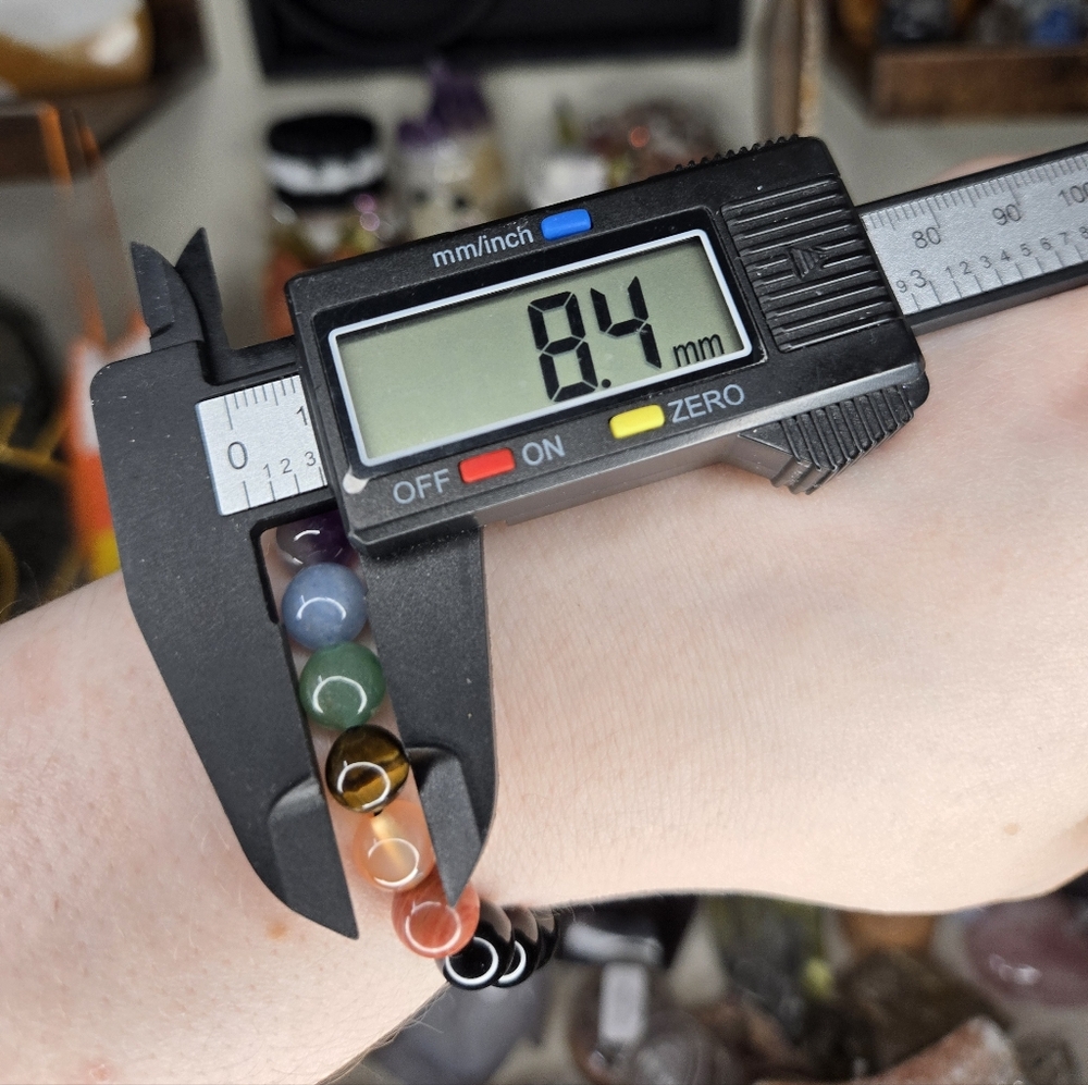 Chakra & Obsidian Crystal Beaded Bracelet - Picture 3 of 3